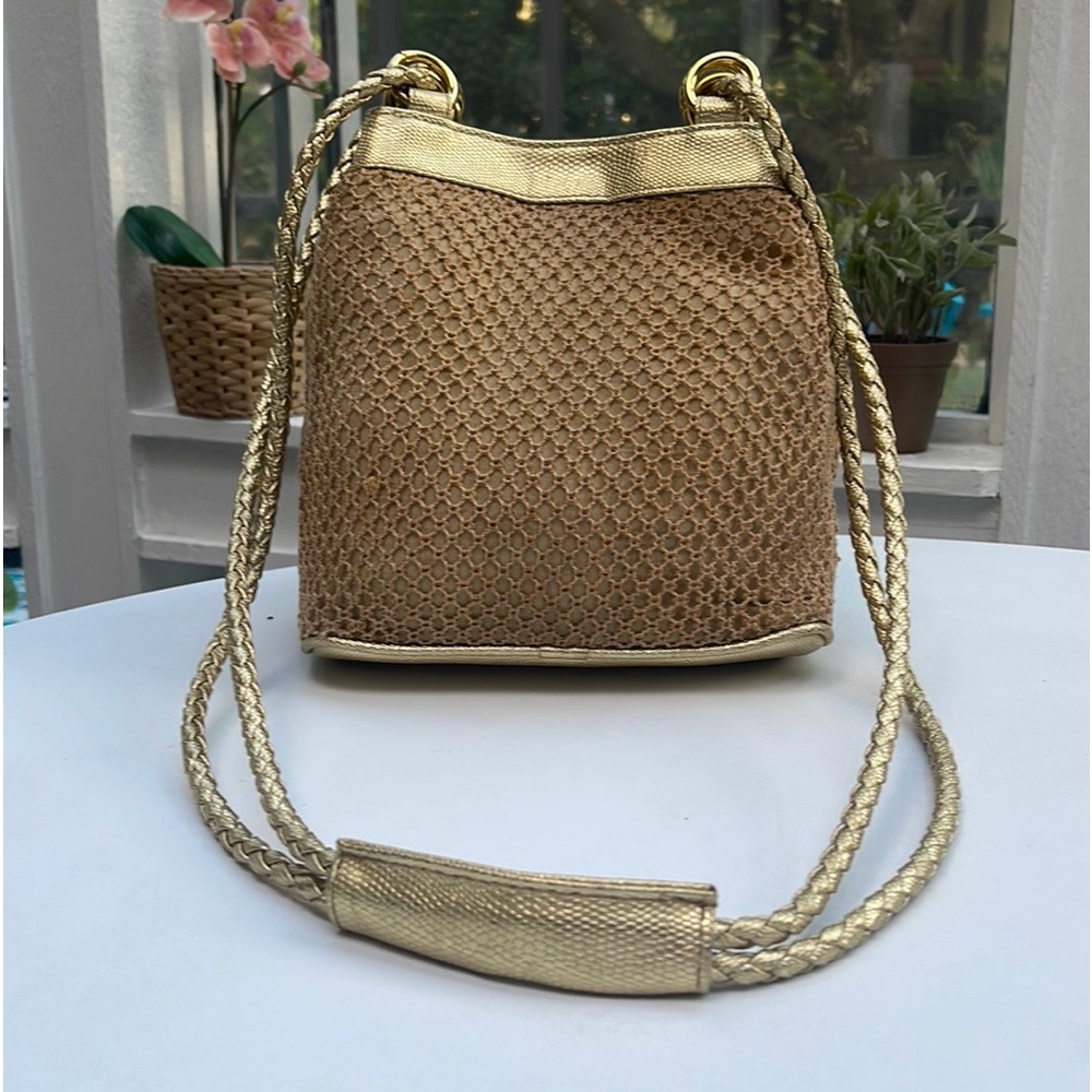 Tianni Vintage Gold Woven Crossbody Shoulder Bag